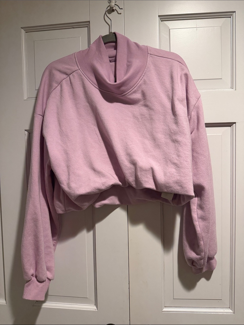 Cropped Pink Turtleneck Sweatshirt - Women
